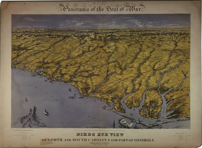 Panorama del asiento de la guerra: Vista de pájaro de Carolina del Norte y del Sur y parte de Georgia de John Bachmann